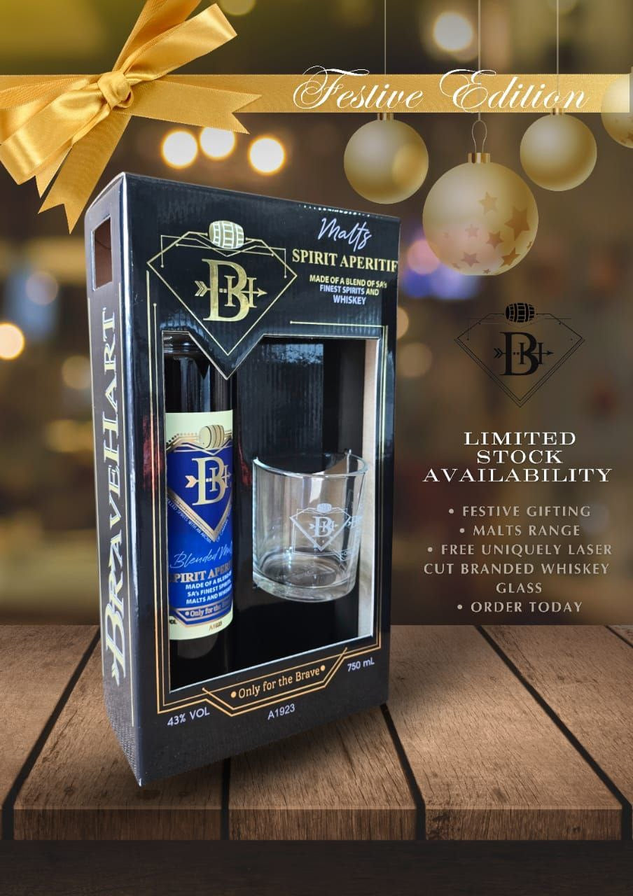 BraveHart Malts Whiskey Blended 750ml Gift Set