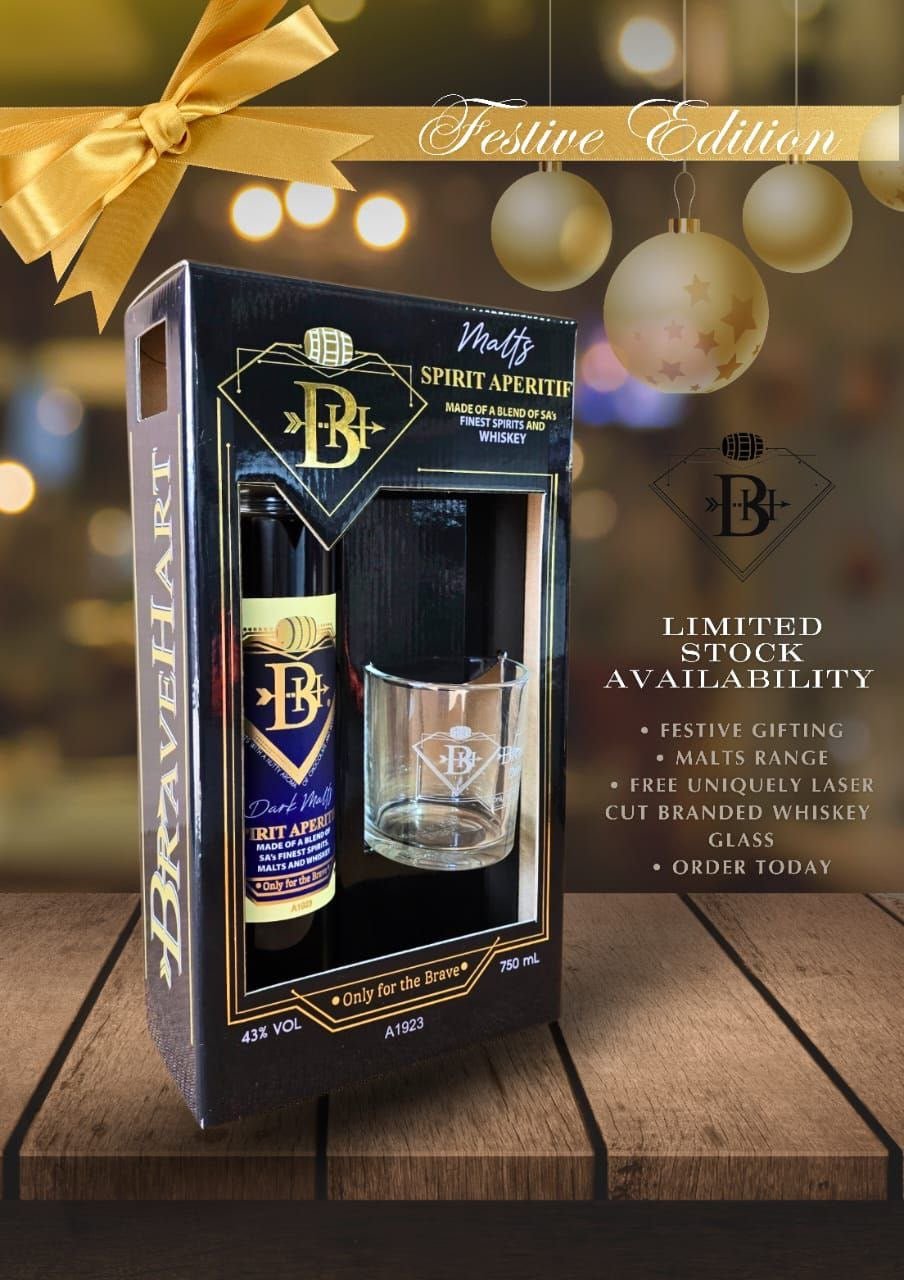 BraveHart Dark Malts Whiskey 750ml Gift Set