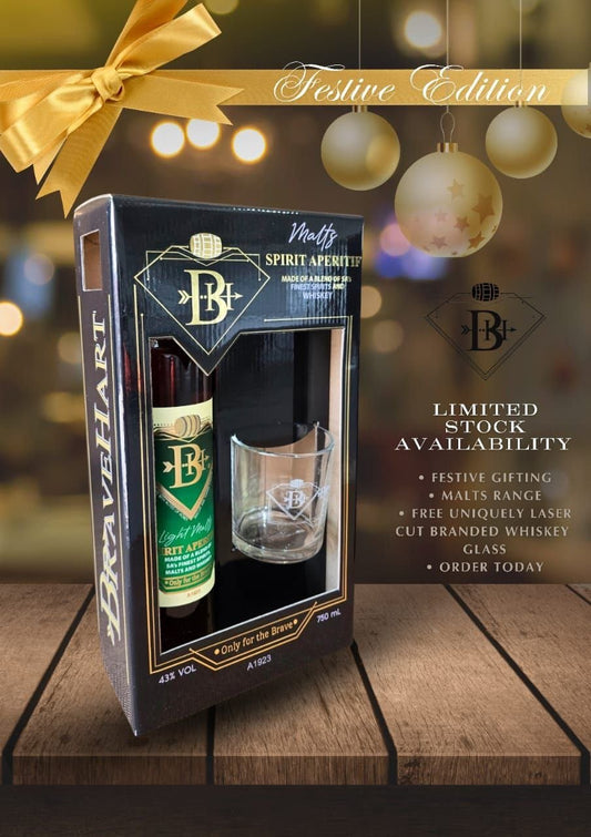 BraveHart Light Malts Whiskey 750ml Gift Set